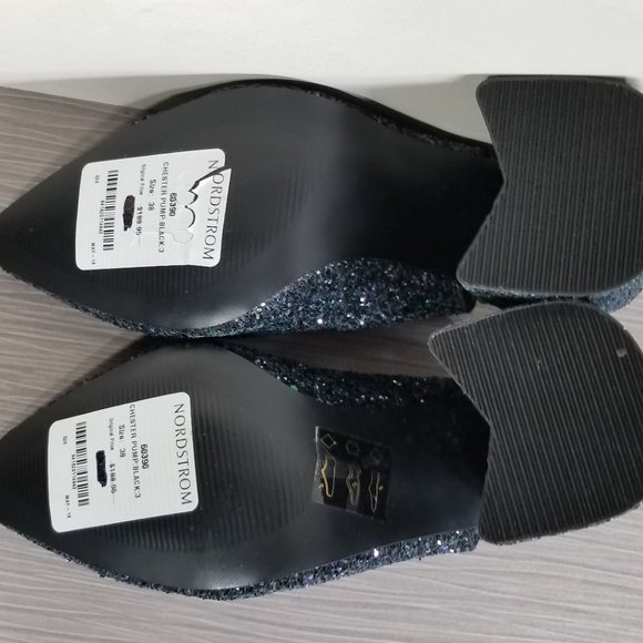 Shellys London Chester Slingback Glitter Pump, Black, Womens Size 7.5 / 38 - Picture 10 of 11